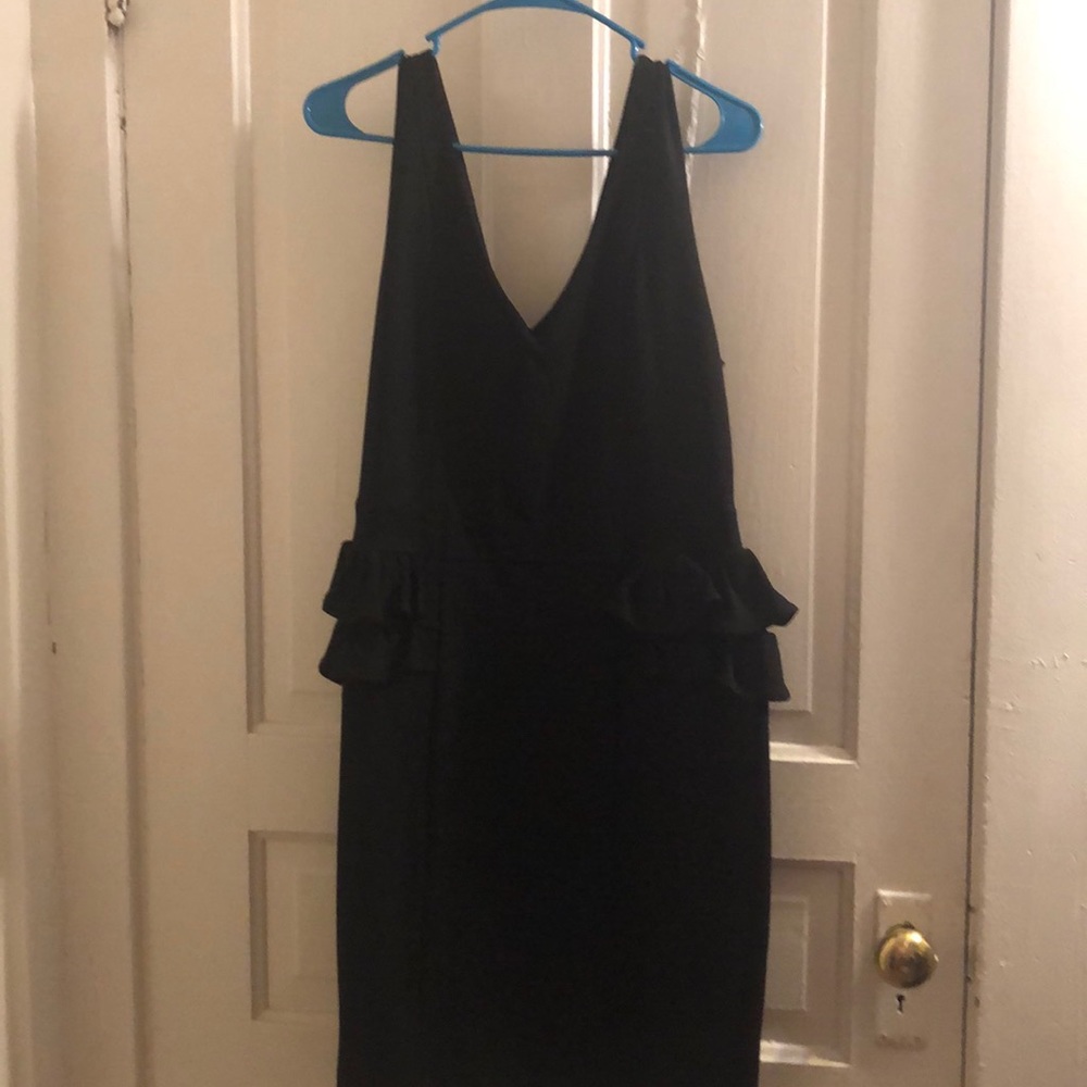 Black Peplum Ruffle Dress